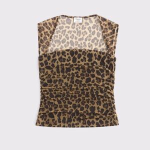 Leopard Print Mesh Top. The A&F Ava Bubble Knit Top